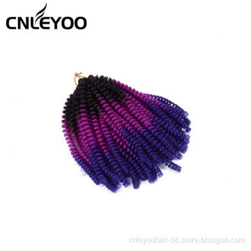 2021 Purple Color Spring Twist Crochet Hair 60 Roots 8 Inch 10Inch Bomb Spring Twist Pre-Looped Crochet Braids For Beauty